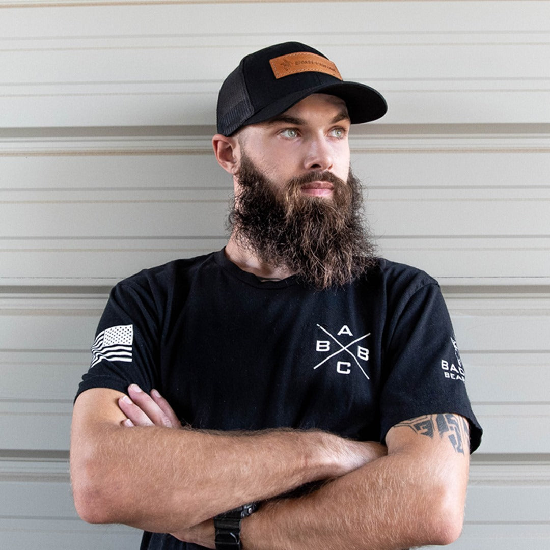 Badass Leather Patch Hat - Black